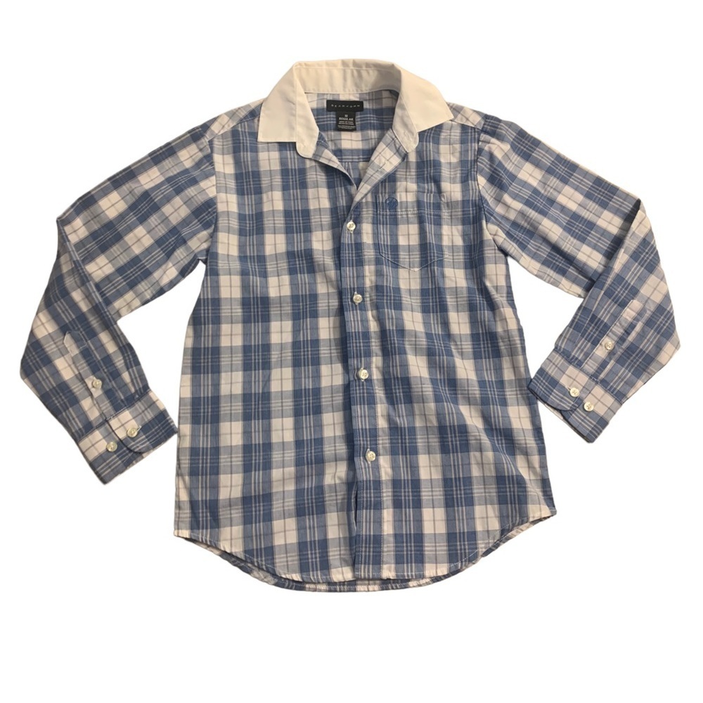 Sean John | Long Sleeve Button Down Shirt Size Large 10 Regular Plaid Blue